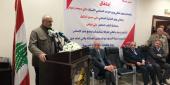 وزير الزراعة غازي زعيتر يلقي كلمته خلال  احتفال وضع حجر الأساس لمشروع حديقة الحدود مع فلسطين المحتلة