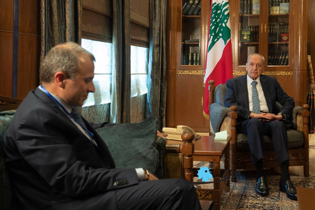 رئيس مجلس النواب نبيه بري ورئيس التيار الوطني الحر جبران باسيل في عين التينة 